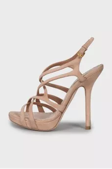 Beige sandals with suede straps