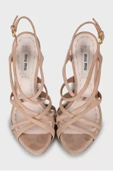Beige sandals with suede straps