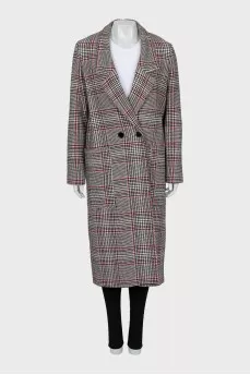 Double-breasted coat with print