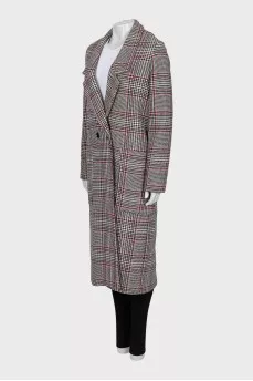 Double-breasted coat with print