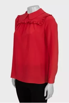 Loose fit blouse with ruffles