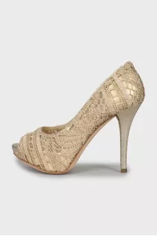 Golden patterned shoes