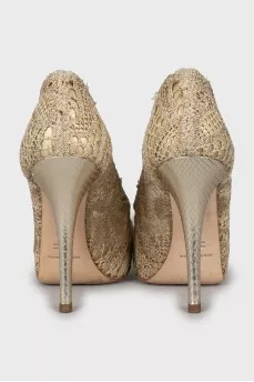 Golden patterned shoes