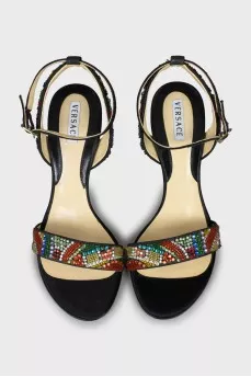 Sandals decorated with rhinestones and beads