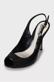 Sequin embroidered stiletto sandals