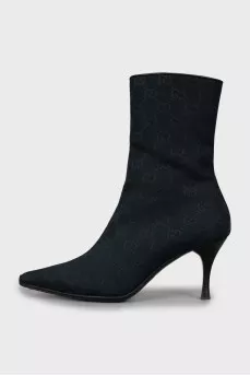Textile ankle boots with signature print