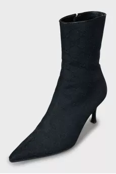 Textile ankle boots with signature print