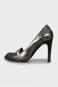 Silver embossed shoes