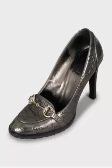 Silver embossed shoes