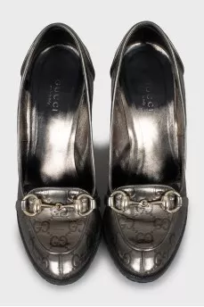 Silver embossed shoes