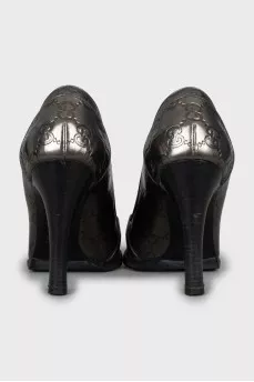 Silver embossed shoes