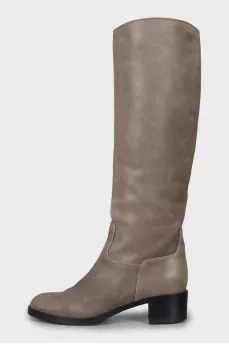 Suede block heel boots