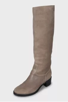Suede block heel boots