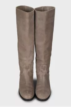 Suede block heel boots