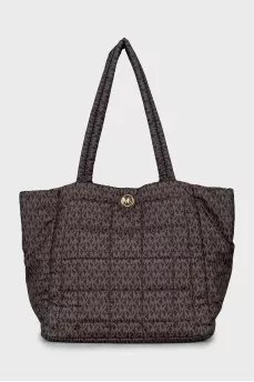 Textile shopper bag with signature print
