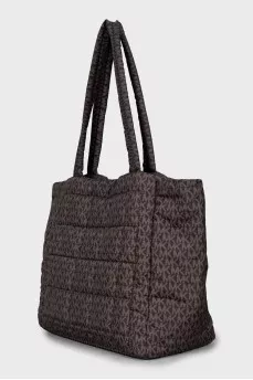 Textile shopper bag with signature print