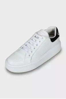 Black and white leather sneakers