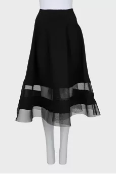 Black skirt with mesh inserts