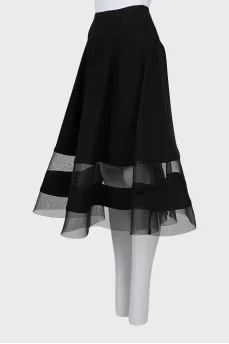 Black skirt with mesh inserts