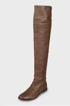 Brown leather over the knee boots
