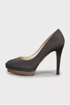 Suede shoes with gold platform