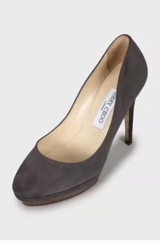 Suede shoes with gold platform