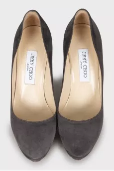 Suede shoes with gold platform
