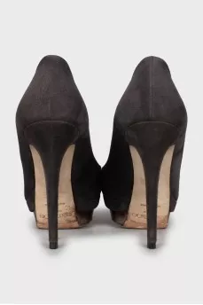 Suede shoes with gold platform