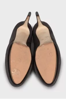 Suede shoes with gold platform