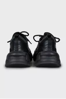 Textile sneakers with leather inserts