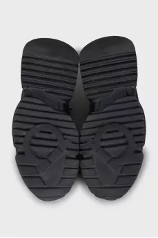 Textile sneakers with leather inserts