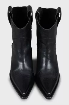 Leather ankle boots with a figured wedge heel