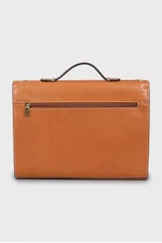 Men's leather briefcase with logo