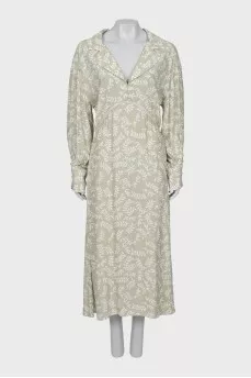 Printed Maxi Dress with Long Sleeves