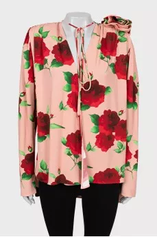 Floral Print Blouse with Slits