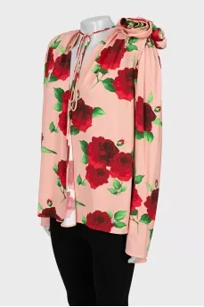 Floral Print Blouse with Slits
