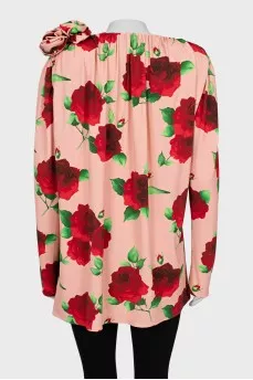 Floral Print Blouse with Slits