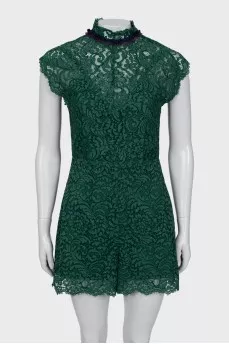 Guipure jumpsuit with a high neck