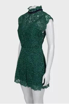 Guipure jumpsuit with a high neck