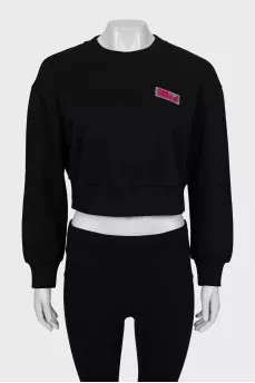 Cropped sweatshirt with embossed logo