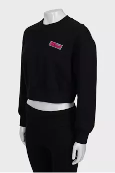 Cropped sweatshirt with embossed logo