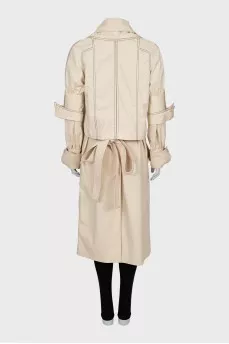Straight trench coat with contrast seams