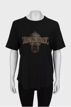 Black loose fit t-shirt with print