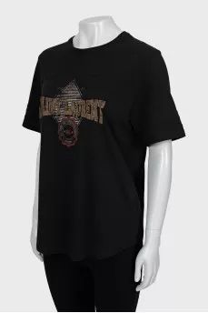 Black loose fit t-shirt with print