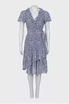 Floral Print Wrap Dress With Tag