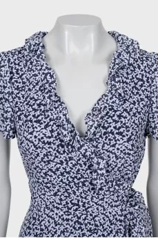 Floral Print Wrap Dress With Tag