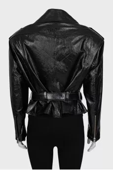 Loose fit black leather jacket