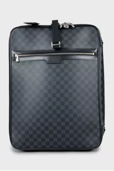 Suitcase made of canvas and leather with print