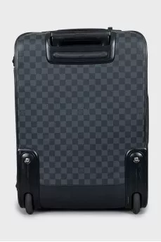 Suitcase made of canvas and leather with print