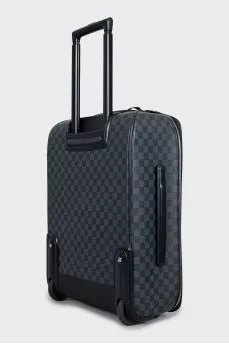 Suitcase made of canvas and leather with print